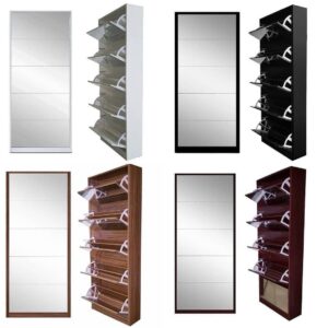 Five door mirror shoe cabinet
